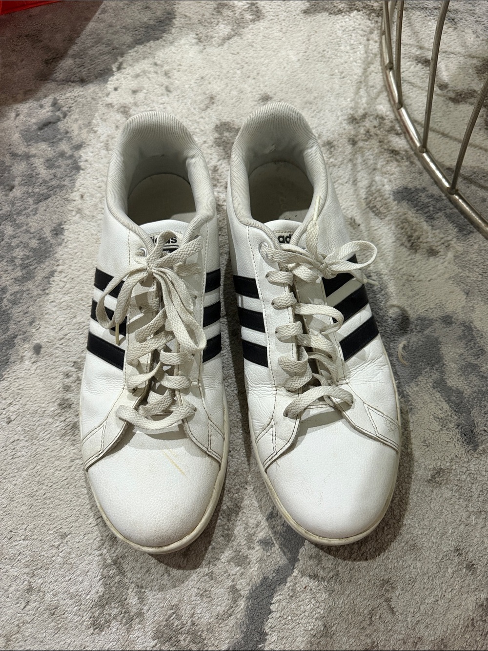 adidas White Sneakers with Black Three-Stripes